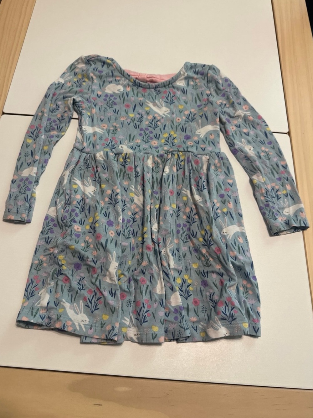 Little Sleepies Bunny Blossom Spring Easter Long Sleeve Bow Back Skater Dress 2T